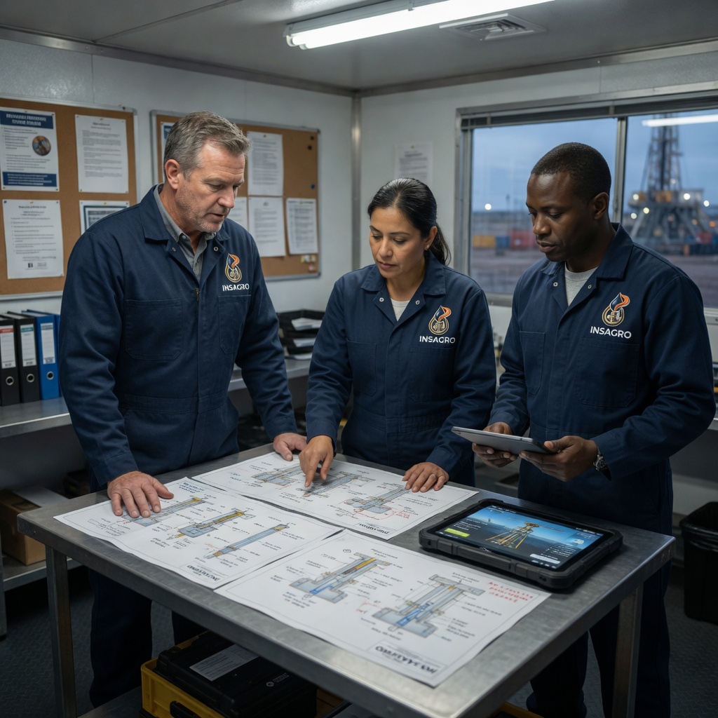 Equipo de ingeniería en reunión técnica diseñando un programa de intervención